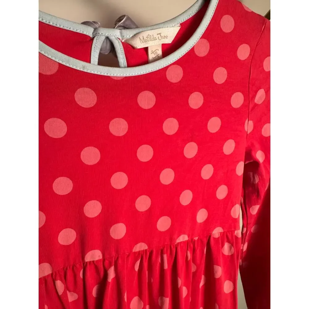 Size 10 Matilda Jane Polka Dot Dress With Crushed Velvet Trim